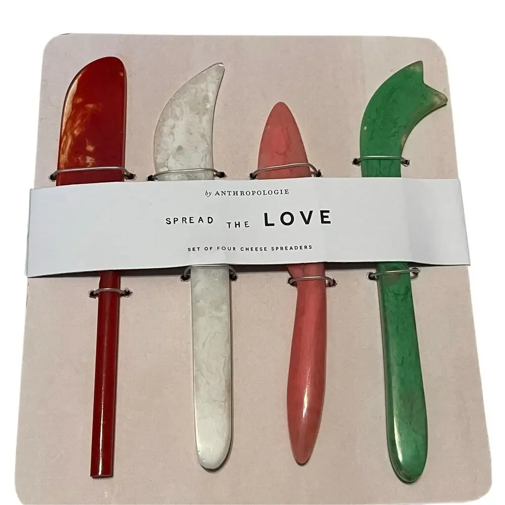 Anthropologie Spread the Love Set of 4 Cheese Spreaders NEW